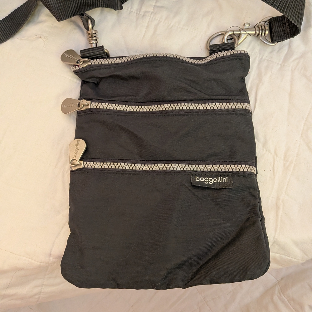 Baggallini Charcoal Triple-Zip Crossbody Bag